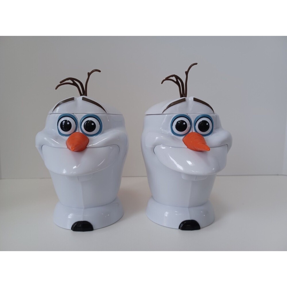 Ringling Bros Frozen Olaf The Snowman Flip Top Plastic Cup Kids‎ Mug SET of 2